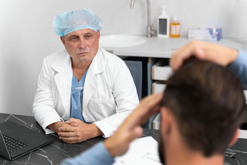 médico tratando paciente con alopecia